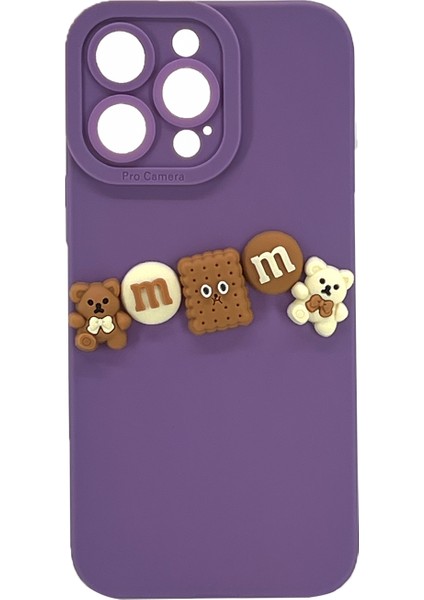 Apple iPhone 14 Pro Max Uyumlu Lüx Bear Arka Koruma Kılıf - Mor