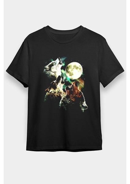 Kurtlar Siyah Unisex Tişört T-Shirt