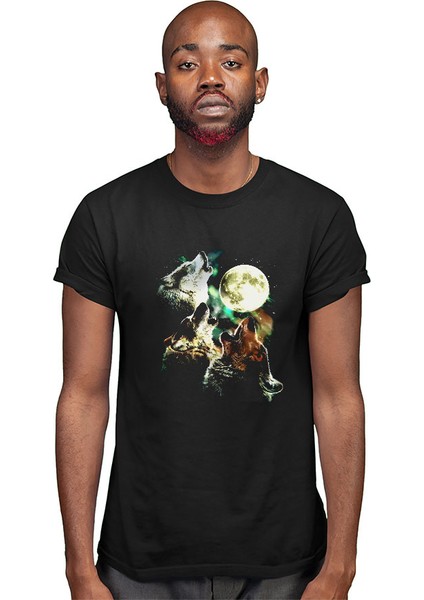 Kurtlar Siyah Unisex Tişört T-Shirt modelleri