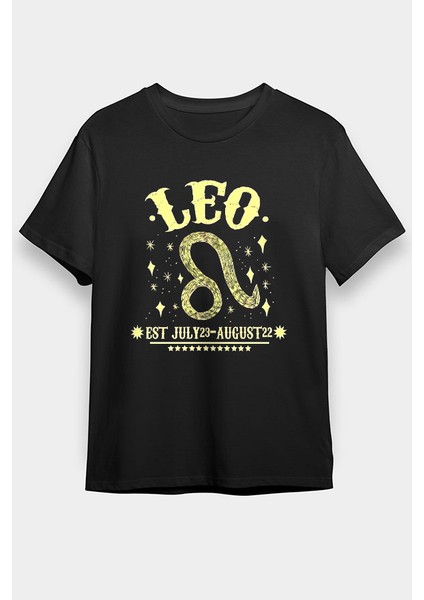 Aslan Burcu Siyah Unisex Tişört T-Shirt