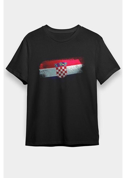 Hırvatistan - Croatia Siyah Unisex Tişört T-Shirt