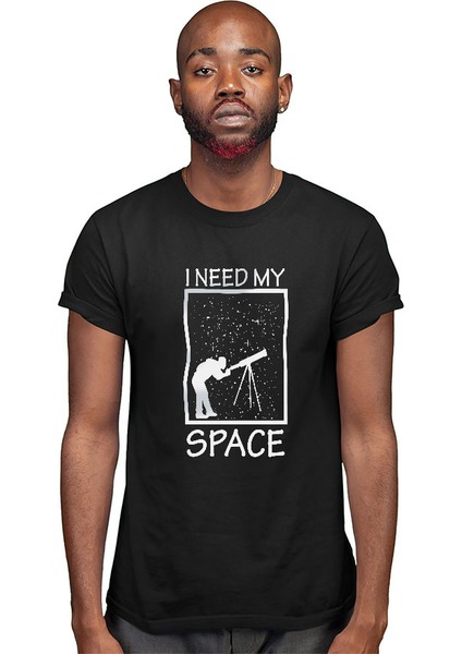 Teleskop Astronomi Siyah Unisex Tişört T-Shirt modelleri