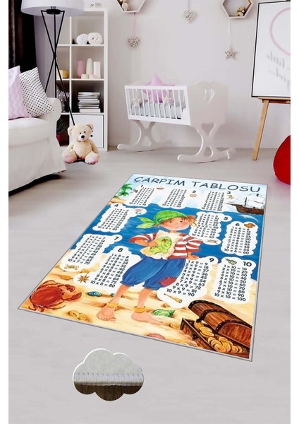 Desenli Renkli Dijital Baskılı Yıkanabilir Kaymaz Taban Modern Mutfak Halısı (Süngersiz)