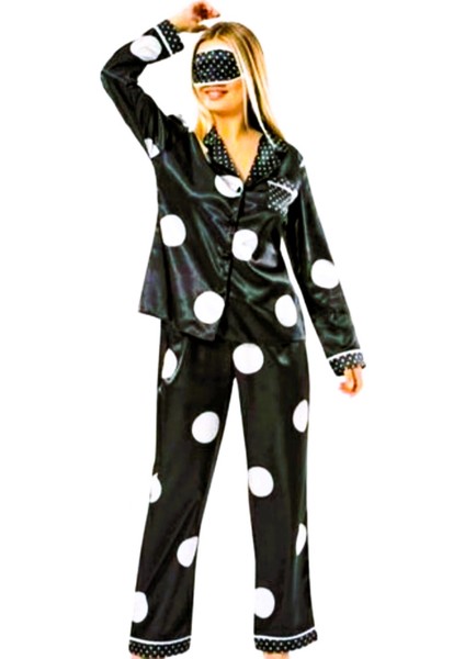 Victoria's Önden Düğmeli Saten Pijama Takımı Siyah modelleri