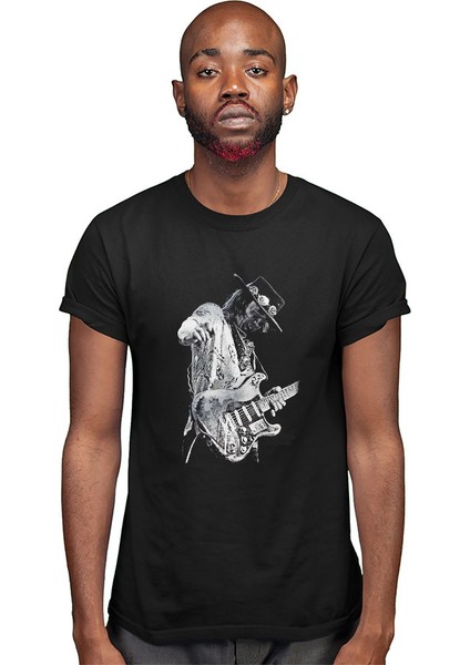 Gitarist Siyah Unisex Tişört T-Shirt modelleri