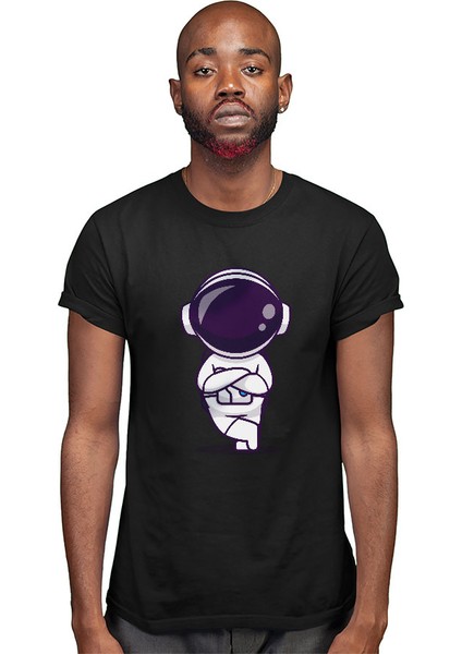 Sıkılmış Astronot Siyah Unisex Tişört T-Shirt modelleri