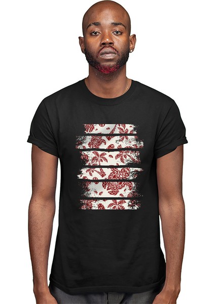 Deniz Kaplumbağası Karetta ve Palmiye Siyah Unisex Tişört T-Shirt modelleri