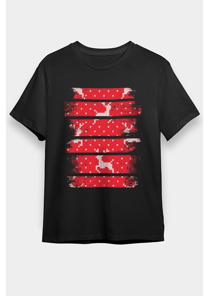 Geyik Siyah Unisex Tişört T-Shirt