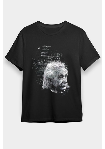 Albert Einstein Kuantum Mekaniği Siyah Unisex Tişört T-Shirt