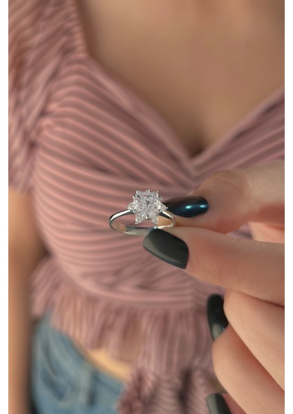 14 Ayar Altın Beyaz Lotus Yüzük 2 modelleri