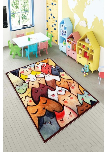 Desenli Renkli Dijital Baskılı Yıkanabilir Kaymaz Taban Modern Mutfak Halısı (Süngersiz) fiyatları