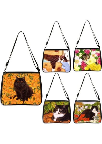 YXBCAT09X Stili 25CMX30CM Moda Prenses Çanta Yaramaz Yavru Bayan Askılı Çanta Kızlar Omuz Crossbody Çanta Yağlıboya Kedi Baskı Saklama Çantası (Yurt Dışından) modelleri