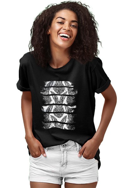 Desenli Tavşan Siyah Unisex Tişört T-Shirt fiyatları