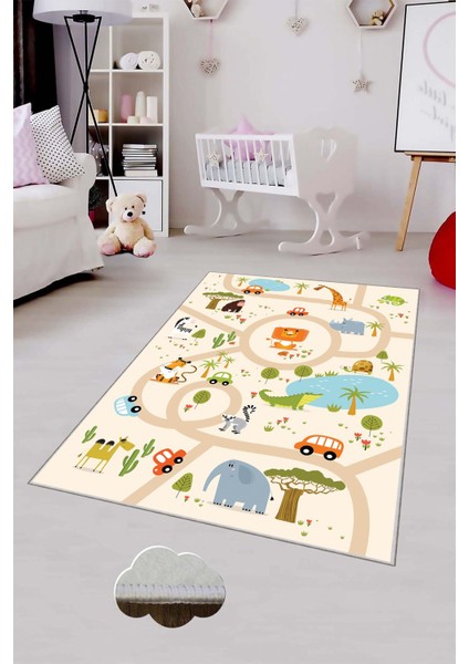 Desenli Renkli Dijital Baskılı Yıkanabilir Kaymaz Taban Modern Mutfak Halısı (Süngersiz)