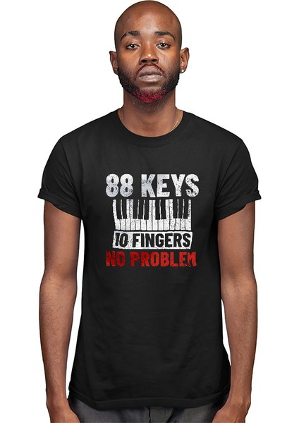 Piyanist Siyah Unisex Tişört T-Shirt modelleri