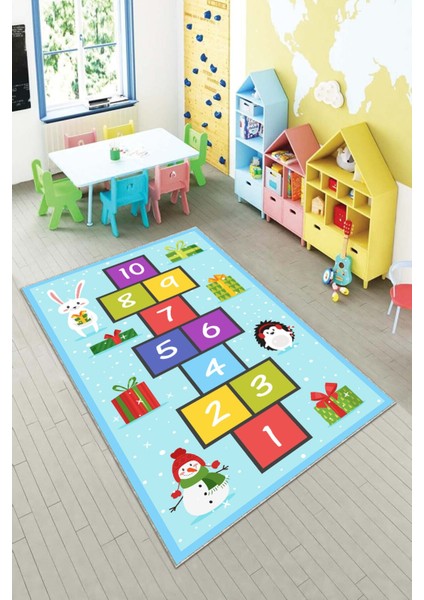 Desenli Renkli Dijital Baskılı Yıkanabilir Kaymaz Taban Modern Mutfak Halısı (Süngersiz)