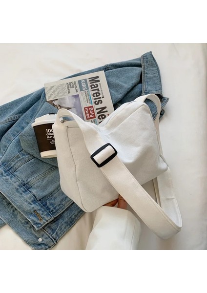Beyaz Stil Büyük Kapasiteli Çanta Yeni Çanta Kadın Moda Basit Banliyö Çantası Askılı Çanta Sense Tek Omuz Taşınabilir Küçük Kare Çanta (Yurt Dışından)