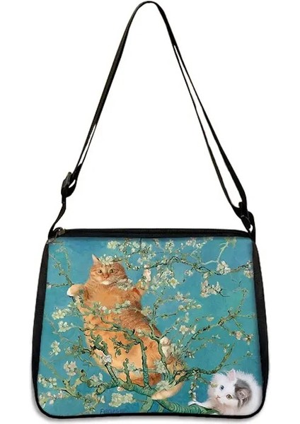 YXBFGSLS03 Stili 25CMX30CM Van Gogh Yıldızlı Gökyüzü Çanta Bayanlar Sanat Yağlıboya Ayçiçeği Moda Omuz Çantası Koltuk Altı Çantası Kız Alışveriş Seyahat Çantası (Yurt Dışından)