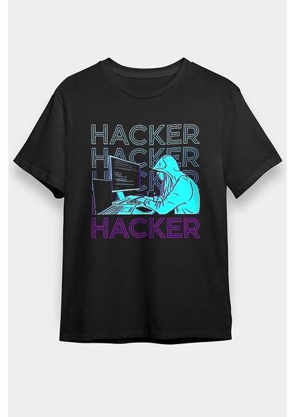 Hacker Siyah Unisex Tişört T-Shirt