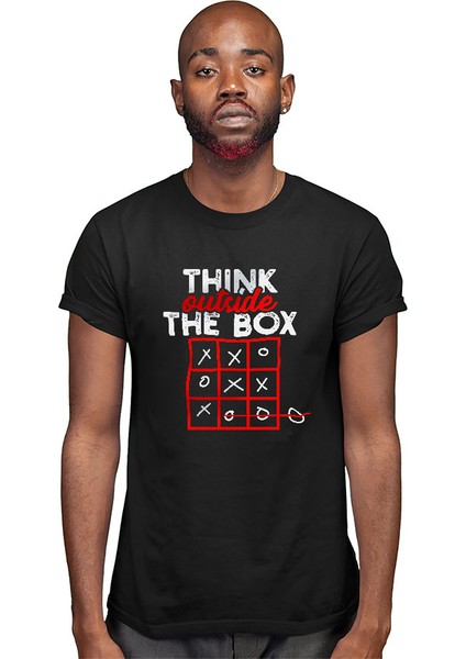 Think Outside Box Siyah Unisex Tişört T-Shirt modelleri