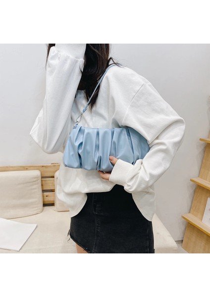 Turuncu Tarzı Moda Pilili Omuz Çanta Kadın Katı Pu Zarif Koltukaltı Bulut Çanta Kadınlar Için Сумка На Плечо Кожаная Сумка (Yurt Dışından) modelleri