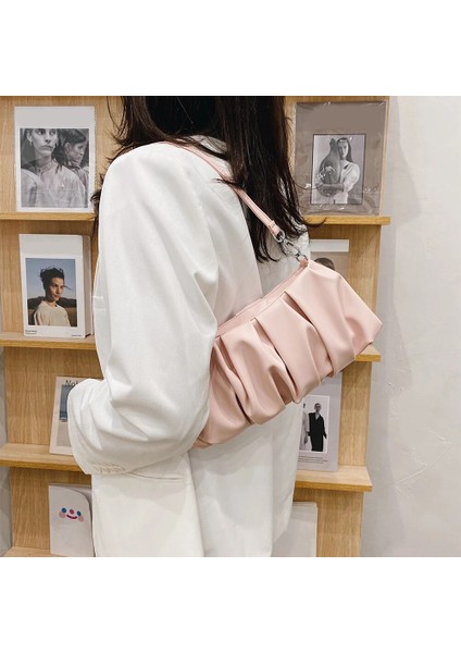 Turuncu Tarzı Moda Pilili Omuz Çanta Kadın Katı Pu Zarif Koltukaltı Bulut Çanta Kadınlar Için Сумка На Плечо Кожаная Сумка (Yurt Dışından) indirimleri