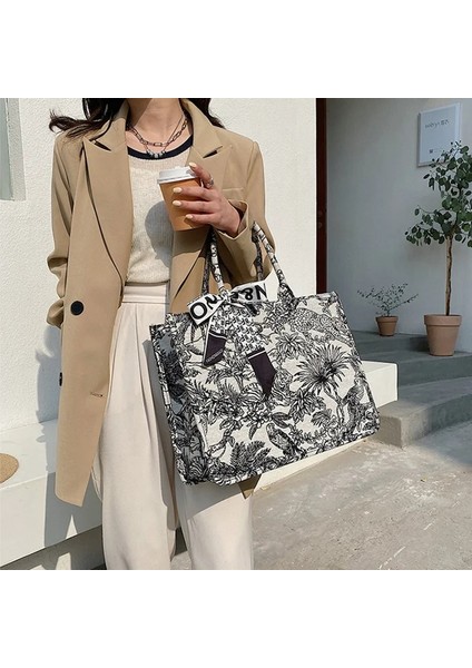 Küçük-2 Tarzı Lüks Tasarımcı Çanta Kadın Moda Tasarımcısı Çanta Için Jakarlı Nakış Omuzdan Askili Çanta Kadın Kızlar Alışveriş Tuval Tote (Yurt Dışından) fırsatları