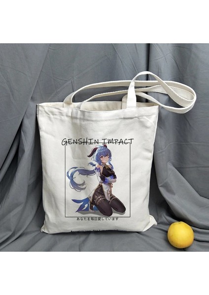 B362G Stili Game Ge Impact Anime Tote Çanta Alışveriş Çantaları Alışveriş Çantası Omuz Çantası Büyük Kapasiteli Kadın Kanvas Çanta Yeniden Kullanılabilir Eko Çanta (Yurt Dışından) modelleri
