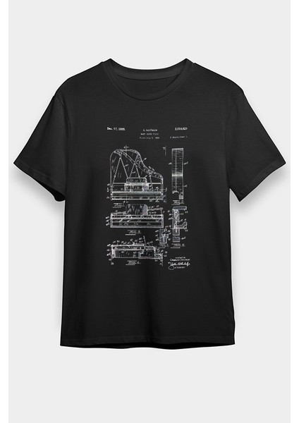 Piyanist Piyano Siyah Unisex Tişört T-Shirt