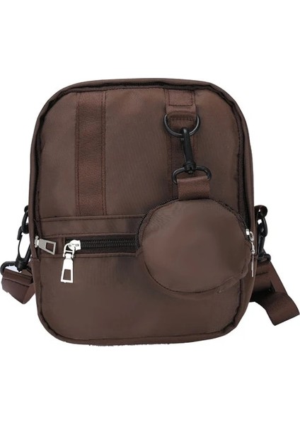 Kahverengi Tarzı Buylor Naylon Omuz Çantaları Kadın Rahat Geniş Askı Askılı Çanta Mini Yuvarlak Cüzdan Kolye Moda Çanta Crossbody Çanta (Yurt Dışından)
