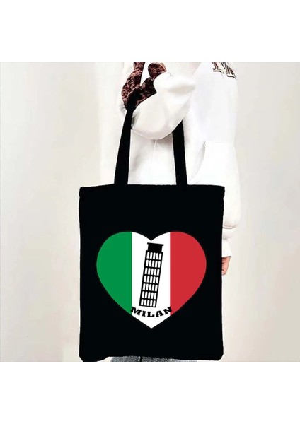 No.33 Stili 35X40CM Floransa Pisa Kulesi Milalia Italia Roma Italyan Italya Bayrağı Haritası Cenova Alışveriş Omuz Kanvas Tote Çantalar Shopper Çantalar (Yurt Dışından) modelleri