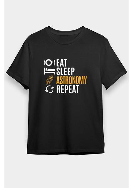 Astronomi Siyah Unisex Tişört T-Shirt