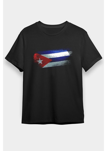 Küba - Cuba Siyah Unisex Tişört T-Shirt