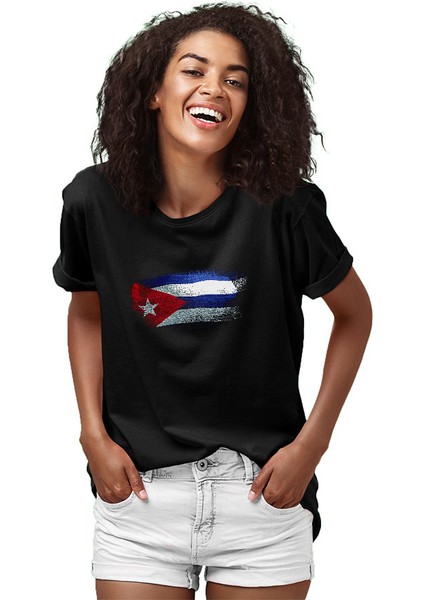 Küba - Cuba Siyah Unisex Tişört T-Shirt fiyatları