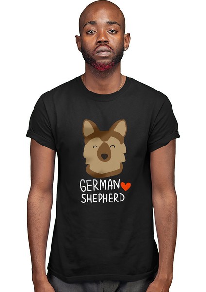 Sevimli Alman Kurdu Siyah Unisex Tişört T-Shirt modelleri