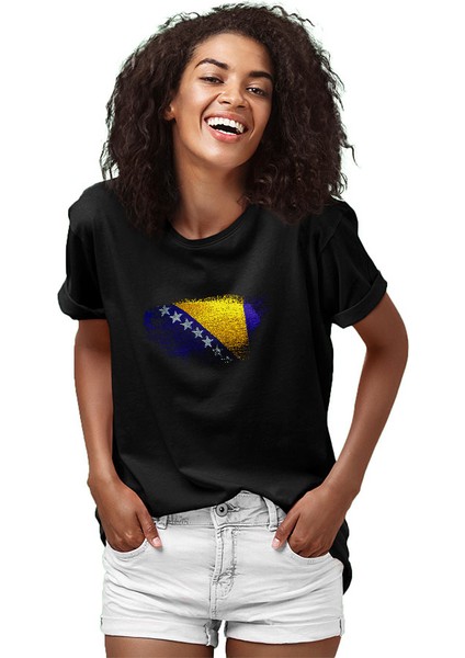Bosna Hersek - Bosnia Herzegovina Siyah Unisex Tişört T-Shirt fiyatları