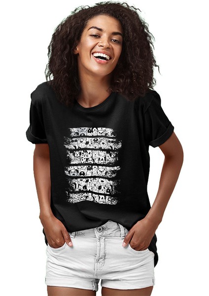 Sevimli Köpekler Siyah Unisex Tişört T-Shirt fiyatları