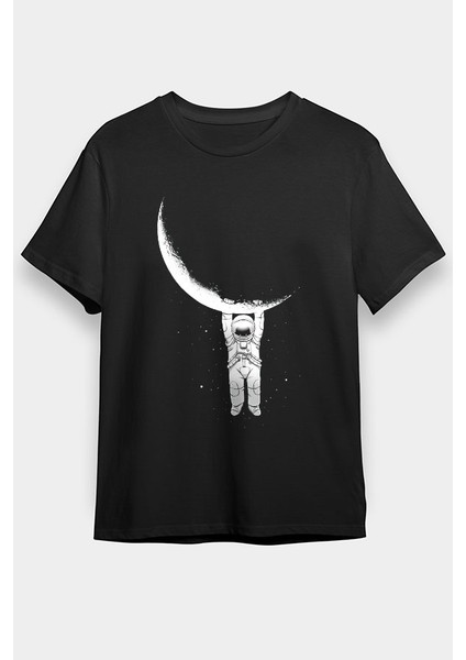 Aydan Sarkan Astronot Siyah Unisex Tişört T-Shirt