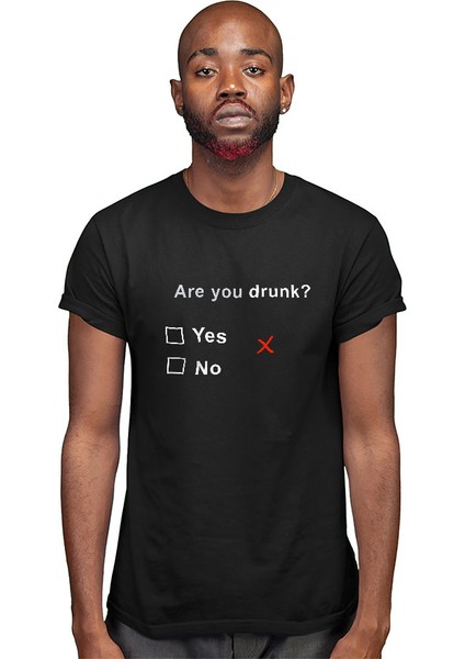 Esprili Sarhoş Siyah Unisex Tişört T-Shirt modelleri