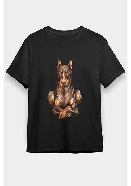 Dost Doberman Siyah Unisex Tişört T-Shirt