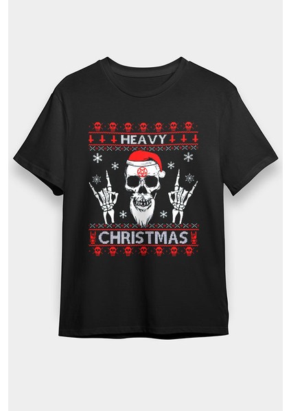 Heavy Metal Noel Baba Yılbaşı Siyah Unisex Tişört T-Shirt