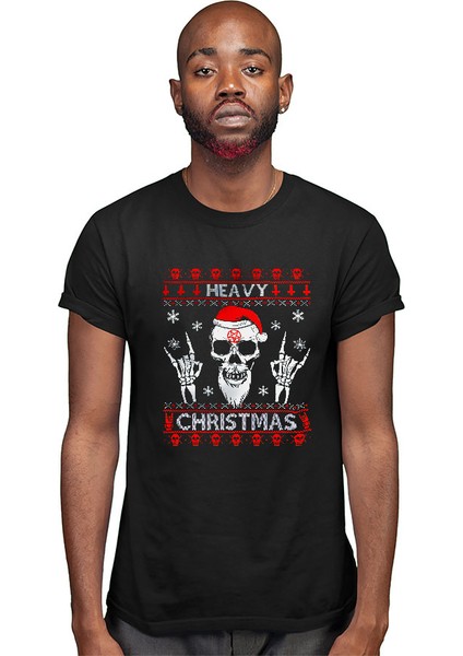 Heavy Metal Noel Baba Yılbaşı Siyah Unisex Tişört T-Shirt modelleri