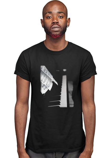 Piyanist Piyano Siyah Unisex Tişört T-Shirt modelleri