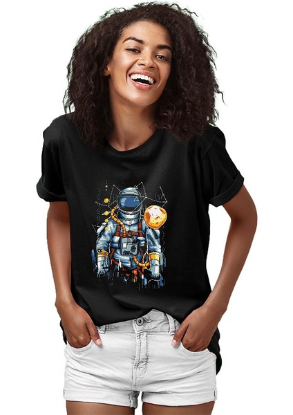 Astronot Siyah Unisex Tişört T-Shirt fiyatları