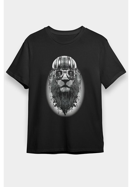 Pilot Aslan Siyah Unisex Tişört T-Shirt