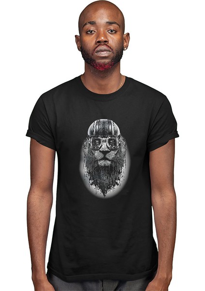 Pilot Aslan Siyah Unisex Tişört T-Shirt modelleri