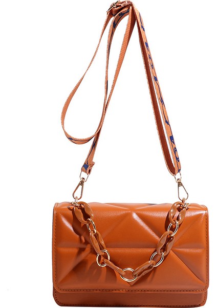 Kalın Zincirli Kadın Çantası, Basit Banliyö Çantası, Modaya Uygun Retro Kişilik Geniş Omuz Askılı Omuz Çantası (Yurt Dışından)