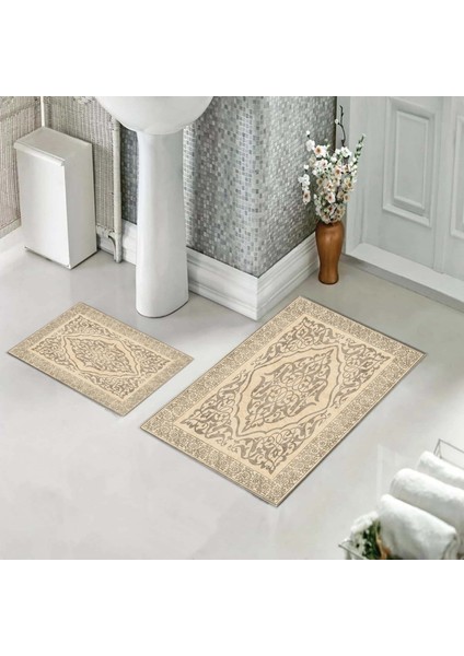 Banyo Halısı Ikili Klozet Takımı Kaymaz Tabanlı (60 cm x 100 cm + 40 cm x 60 Cm)