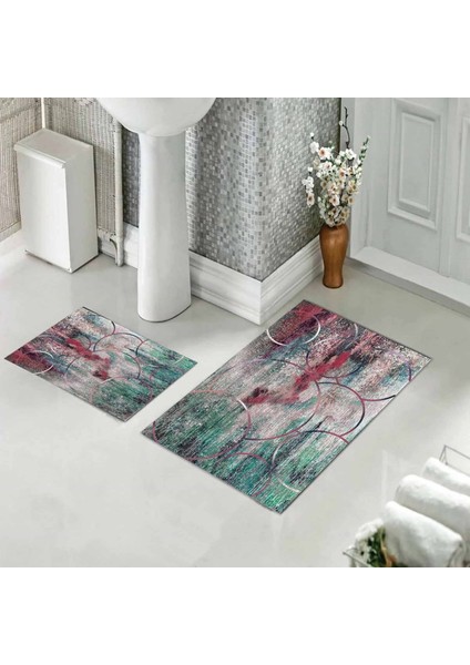 Banyo Halısı Ikili Klozet Takımı Kaymaz Tabanlı (60 cm x 100 cm + 40 cm x 60 Cm)