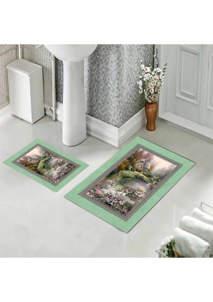 Banyo Halısı Ikili Klozet Takımı Kaymaz Tabanlı (60 cm x 100 cm + 40 cm x 60 Cm)